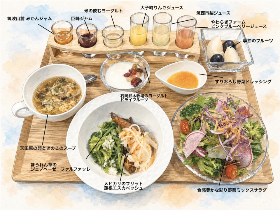 大人の朝食ワンプレートのイラスト