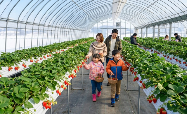 自分でとったいちごを味わおう！冬の収穫体験