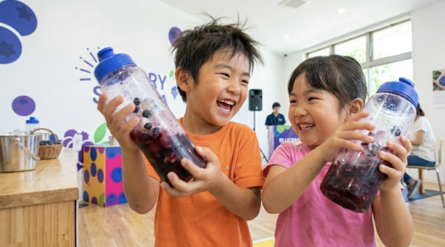 フレッシュなブルーベリーを贅沢に使った手作りジュース体験