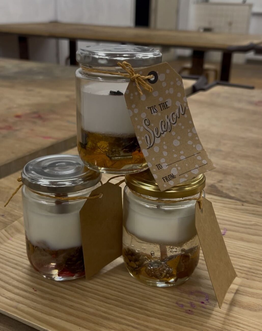 秋を感じるパチパチ木芯キャンドル